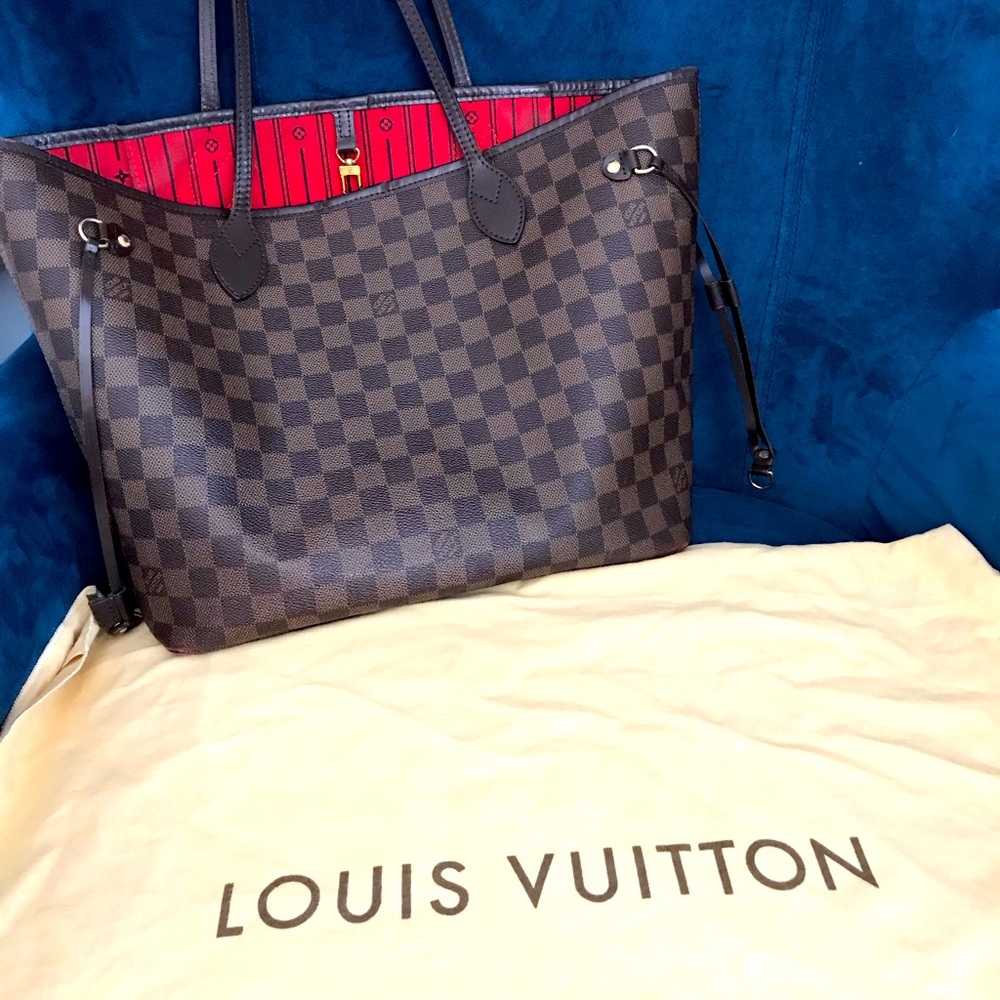Louis Vuitton Brown and Red Checkered Shoulder Bag